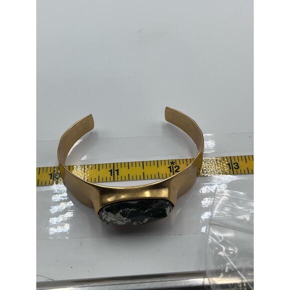 KENDRA SCOTT Anna Antique Gold Plated Black Pyrite Stone Cuff Bangle Bracelet - Picture 11 of 13